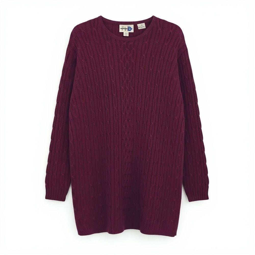 Paul Harris Design‎ Burgundy Cable Knit Sweater | Vintage Ramie Cotton Size L